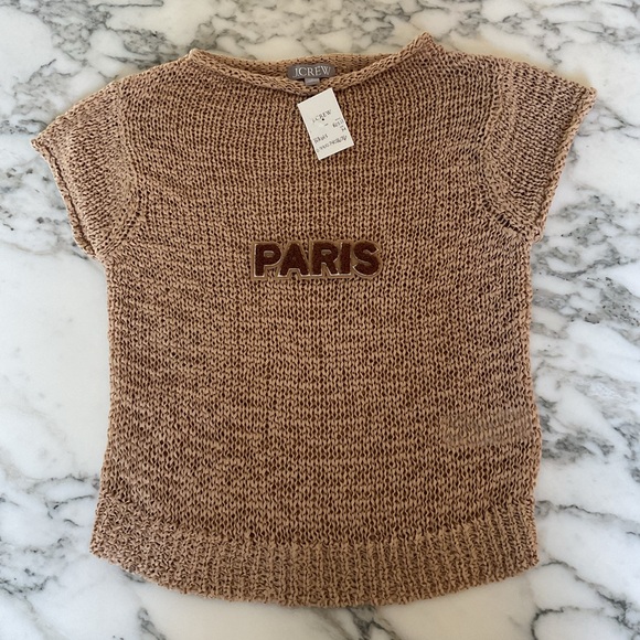 NWT J Crew Top Women’s M Tan Textured Sweater Tee Loose Knit Boho - pull flaws - Picture 4 of 12